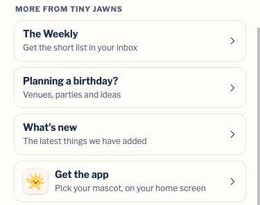 The Get the app card on the TinyJawns site