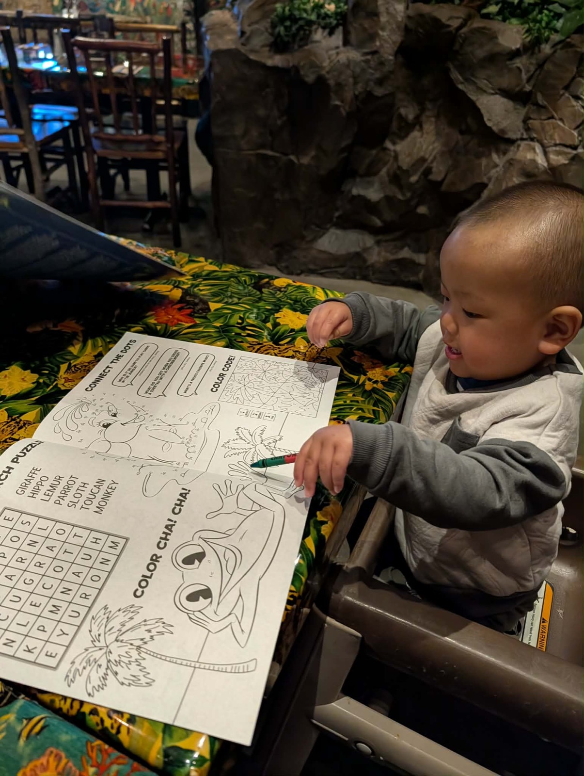 Parker with the Rainforest Cafe activity sheet