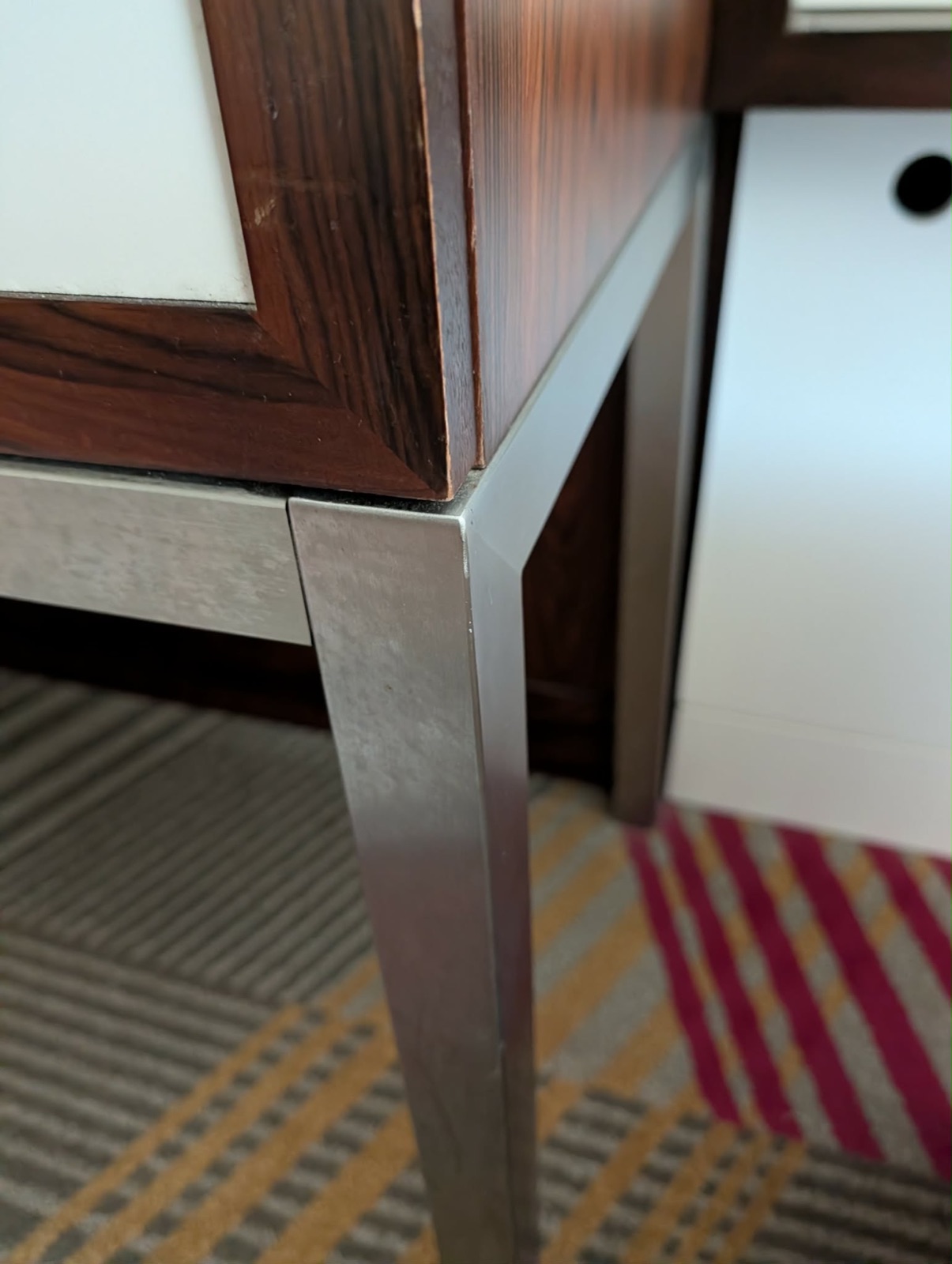 Sharp metal furniture corner at Hard Rock Hotel