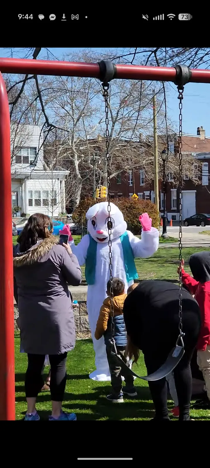 Colorful gift bags filled with Easter eggs, personalized and ready for delivery