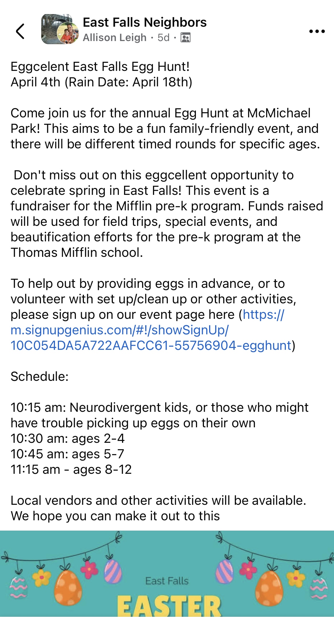 EGGcellent East Falls Egg Hunt